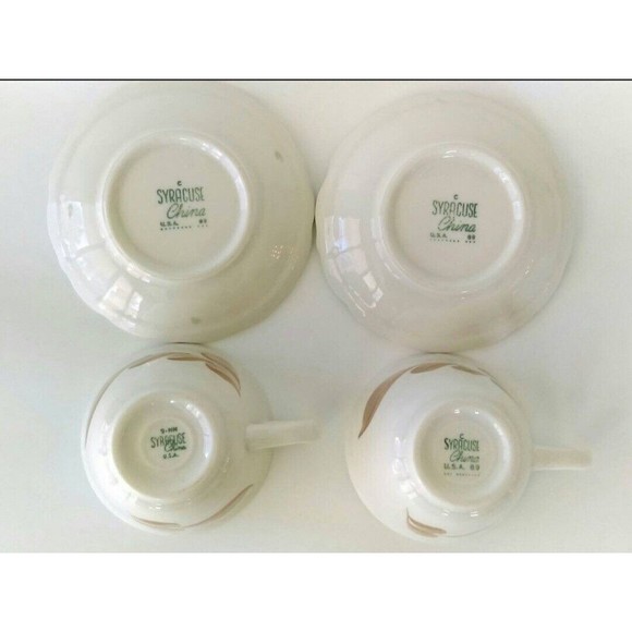 Vintage Syracuse China 2 Cups and Saucers 60s Winthrop Shape Coffee Restaurant - Picture 5 of 6